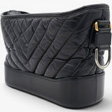 Chanel Aged Calfskin Quilted Small Gabrielle Logo Hobo Black 