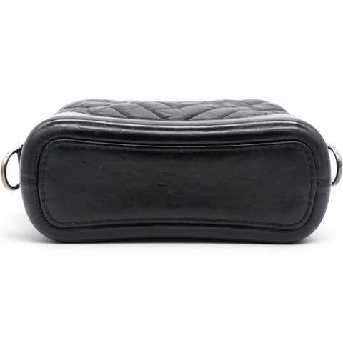 Chanel Aged Calfskin Quilted Small Gabrielle Logo Hobo Black 