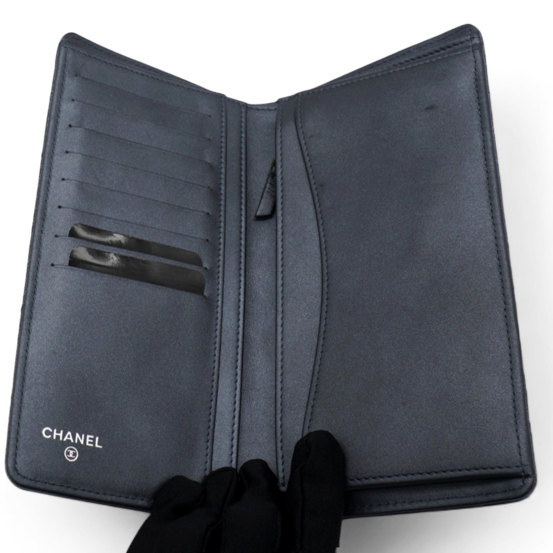 Chanel Black Classic Fold Iridescent Wallet 
