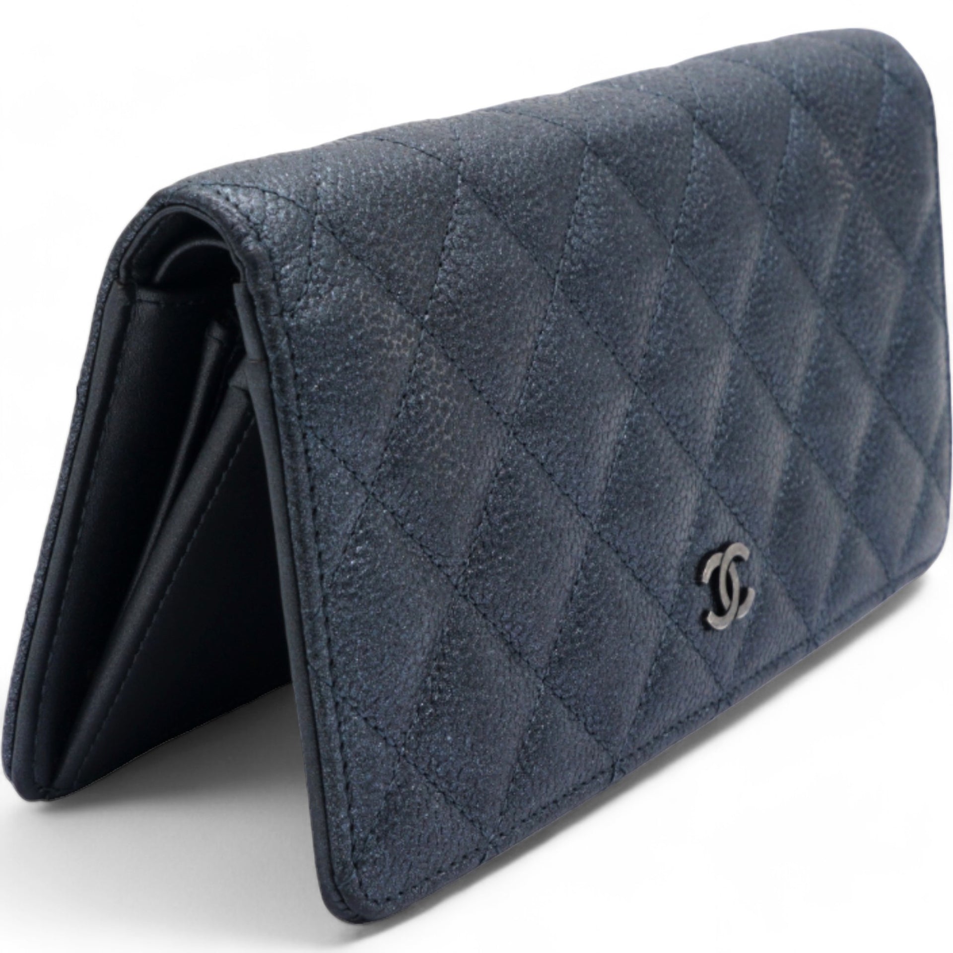 Chanel Black Classic Fold Iridescent Wallet 