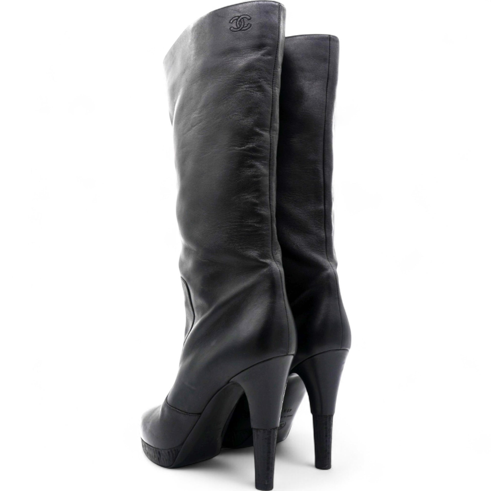 Chanel Black Leather Boots Size40 