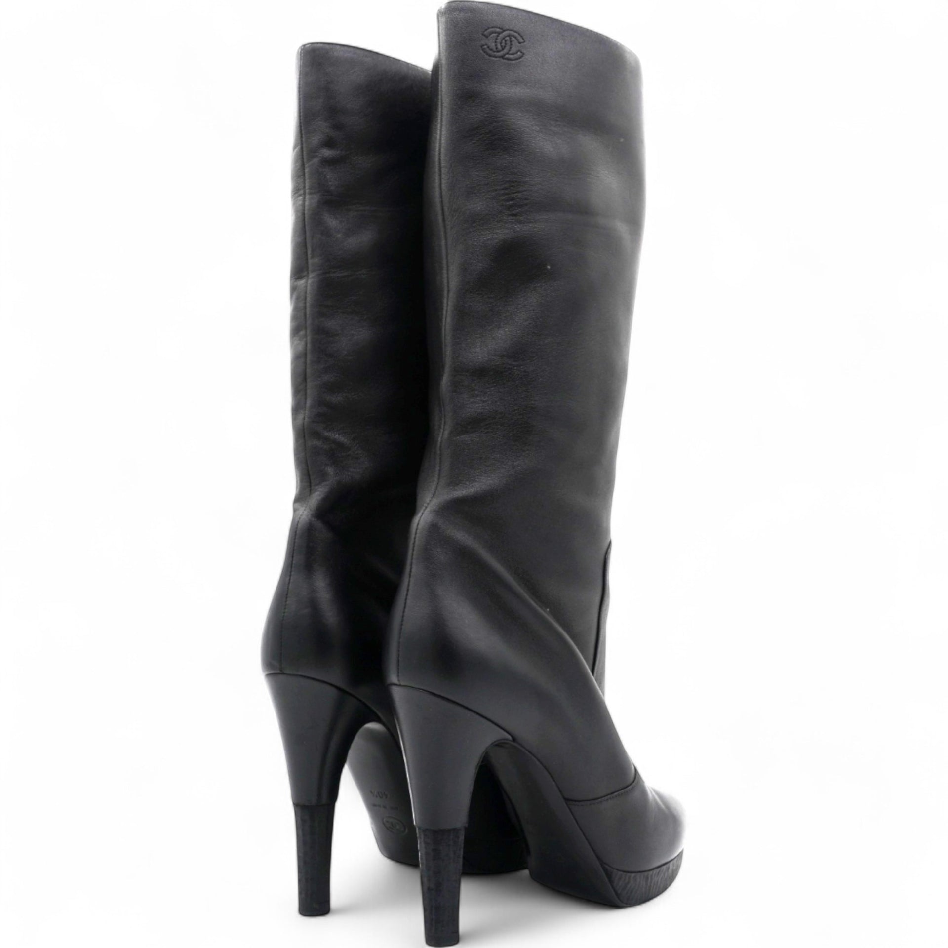 Chanel Black Leather Boots Size40 