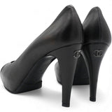 Chanel Black Leather Cap Toe Pumps Size36