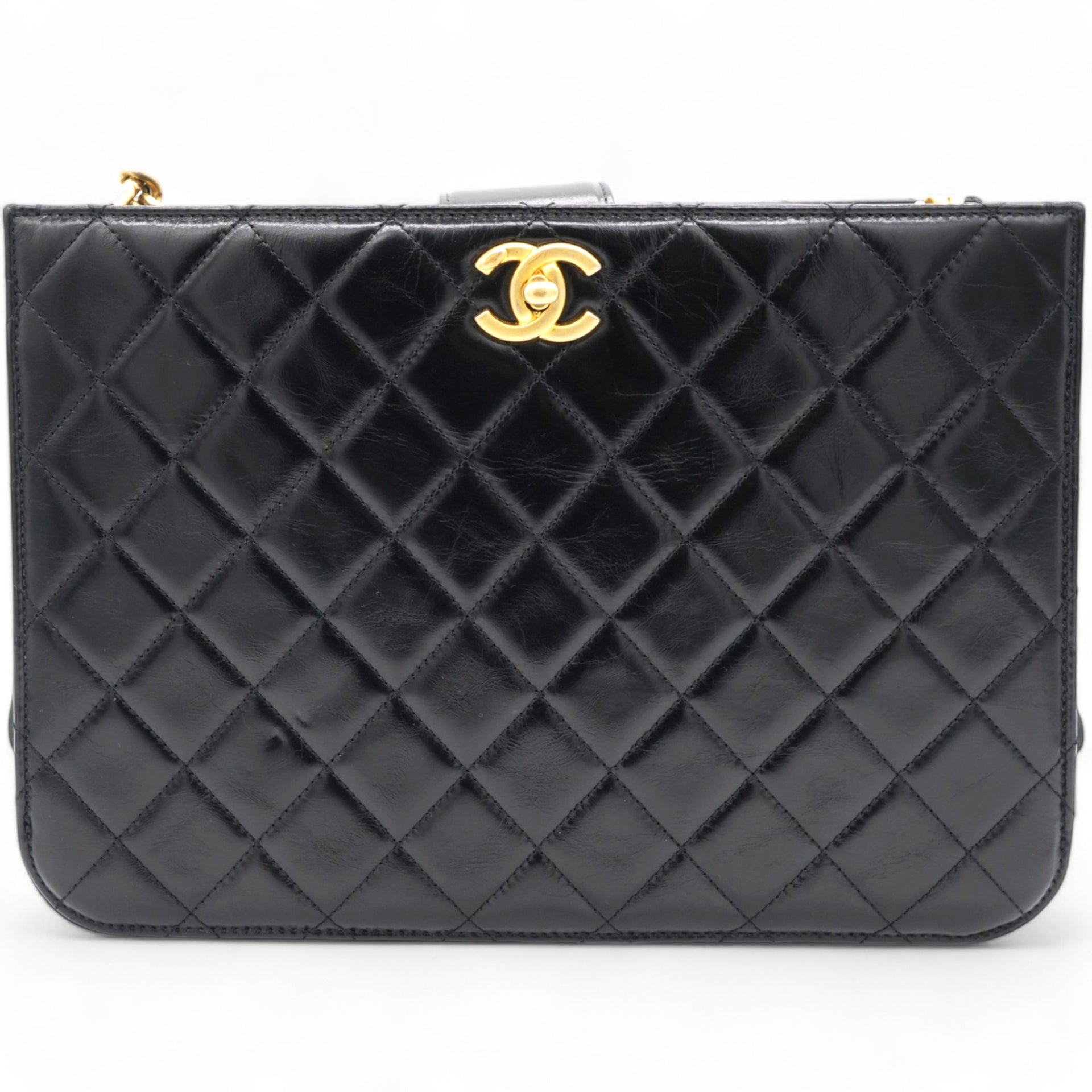 Chanel Black Leather Straight-Lined Shopper Tote 