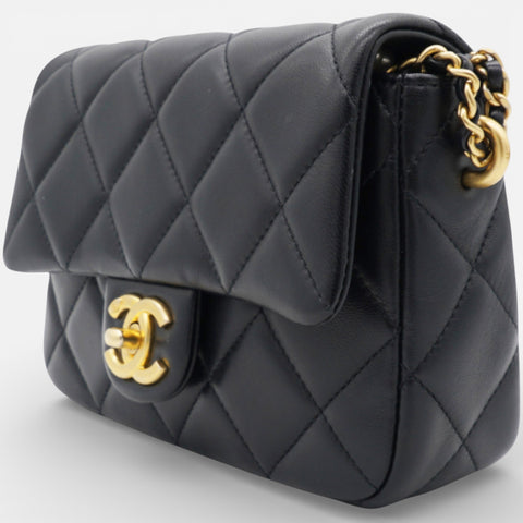 Chanel Black Pearl Chain Mini Flap Bag Gold Hardware