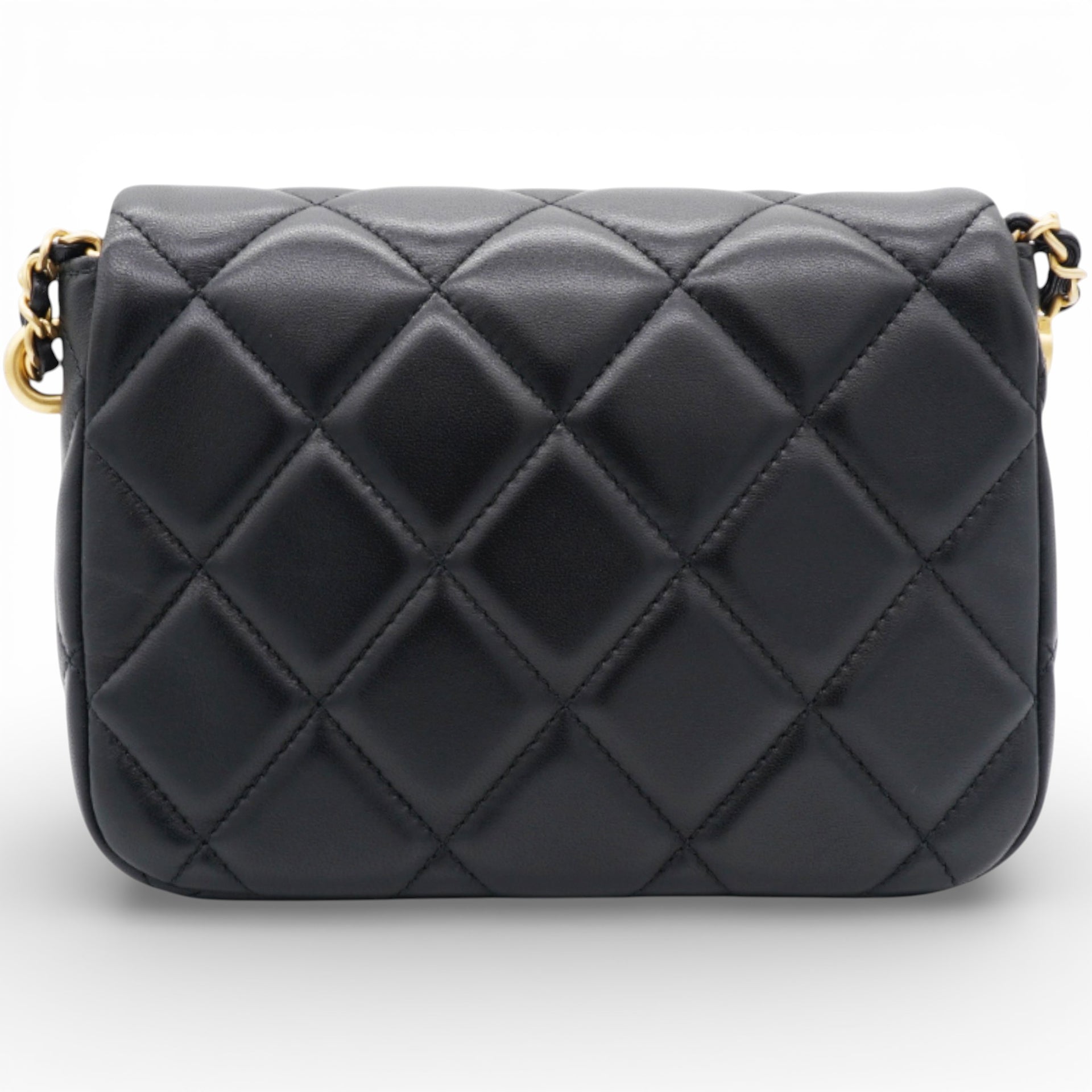 Chanel Black Pearl Chain Mini Flap Bag Gold Hardware