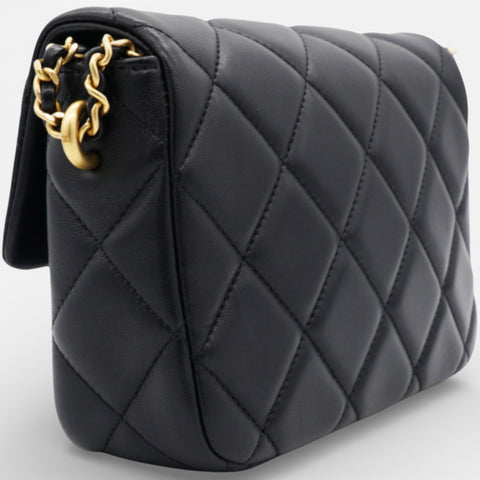 Chanel Black Pearl Chain Mini Flap Bag Gold Hardware