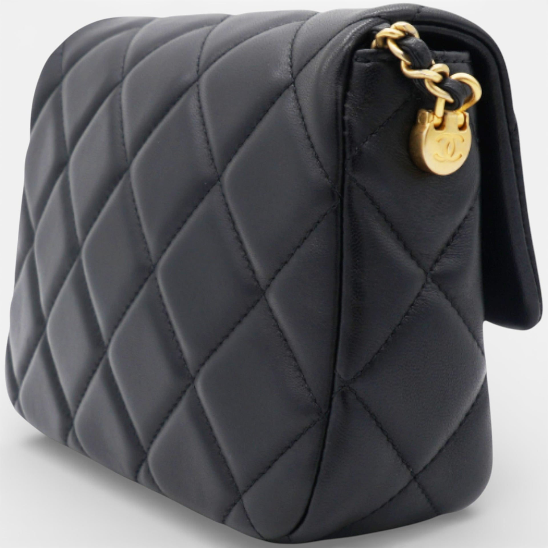 Chanel Black Pearl Chain Mini Flap Bag Gold Hardware