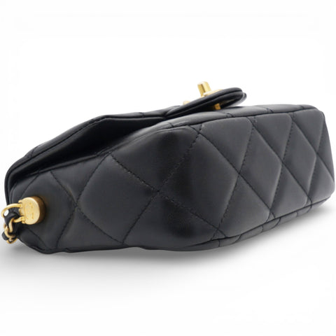 Chanel Black Pearl Chain Mini Flap Bag Gold Hardware