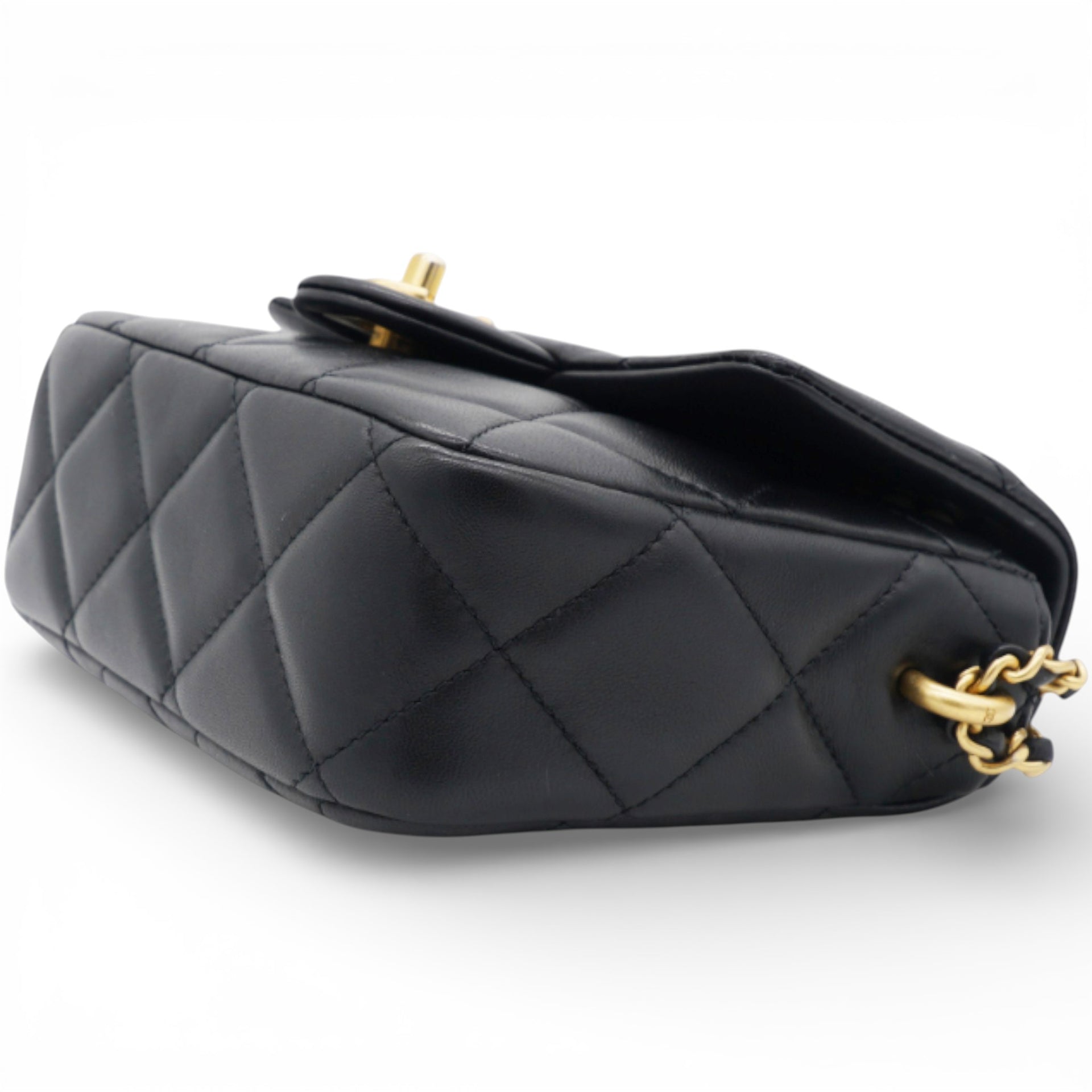 Chanel Black Pearl Chain Mini Flap Bag Gold Hardware