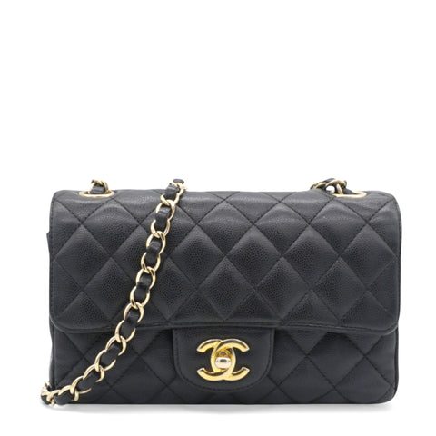 Chanel Black Quilted Caviar Leather Classic Mini Flap Bag