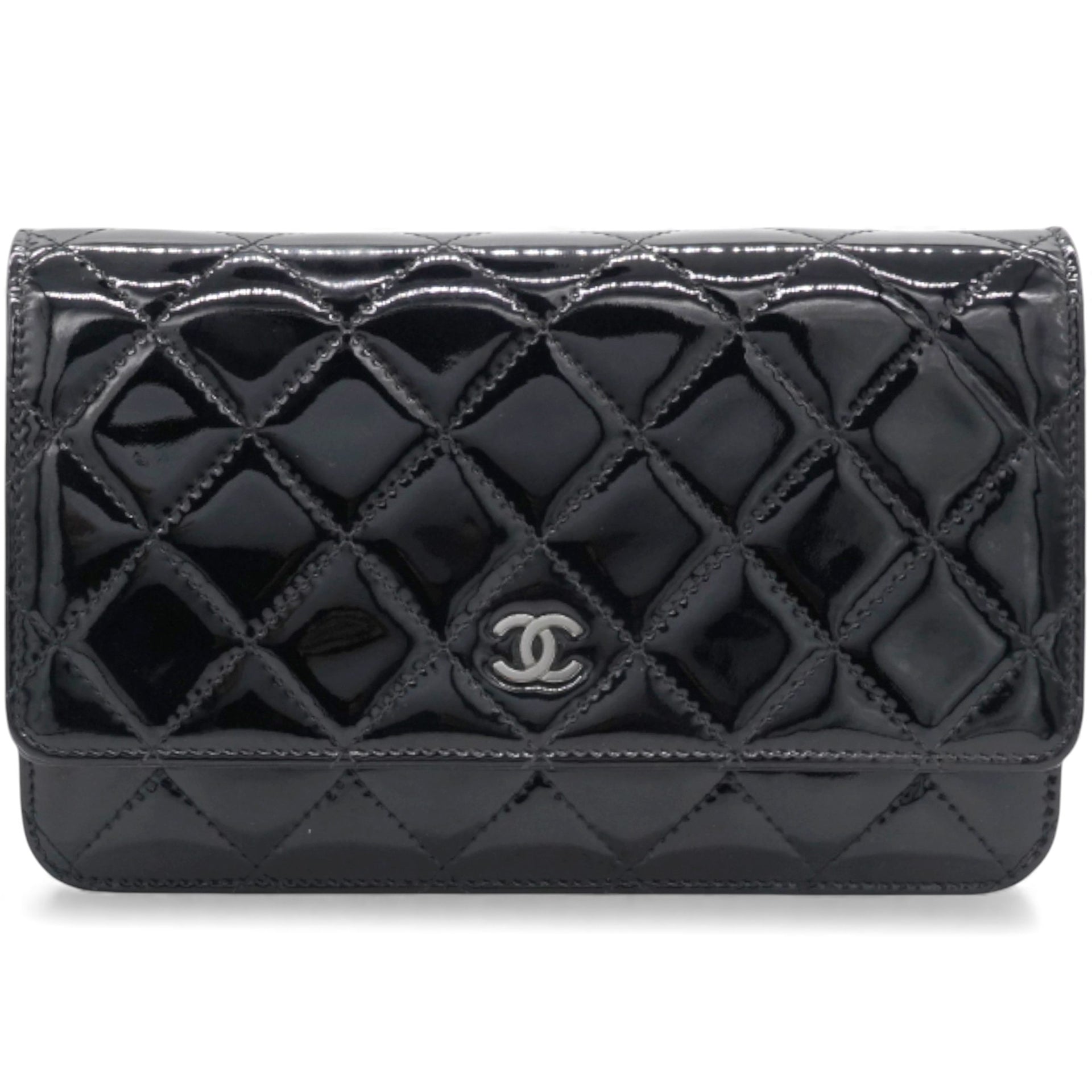 Chanel Black Quilted Patent Leather Classic WOC Clutch Bag