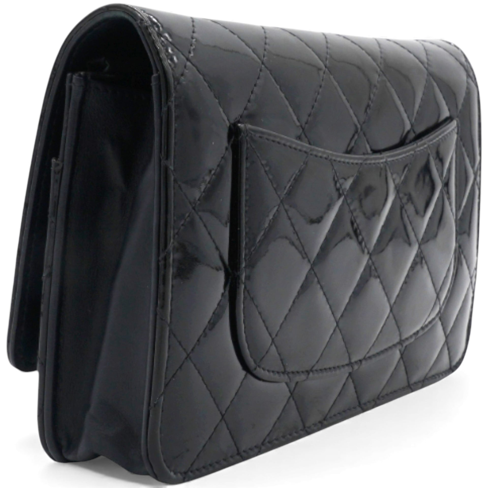 Chanel Black Quilted Patent Leather Classic WOC Clutch Bag