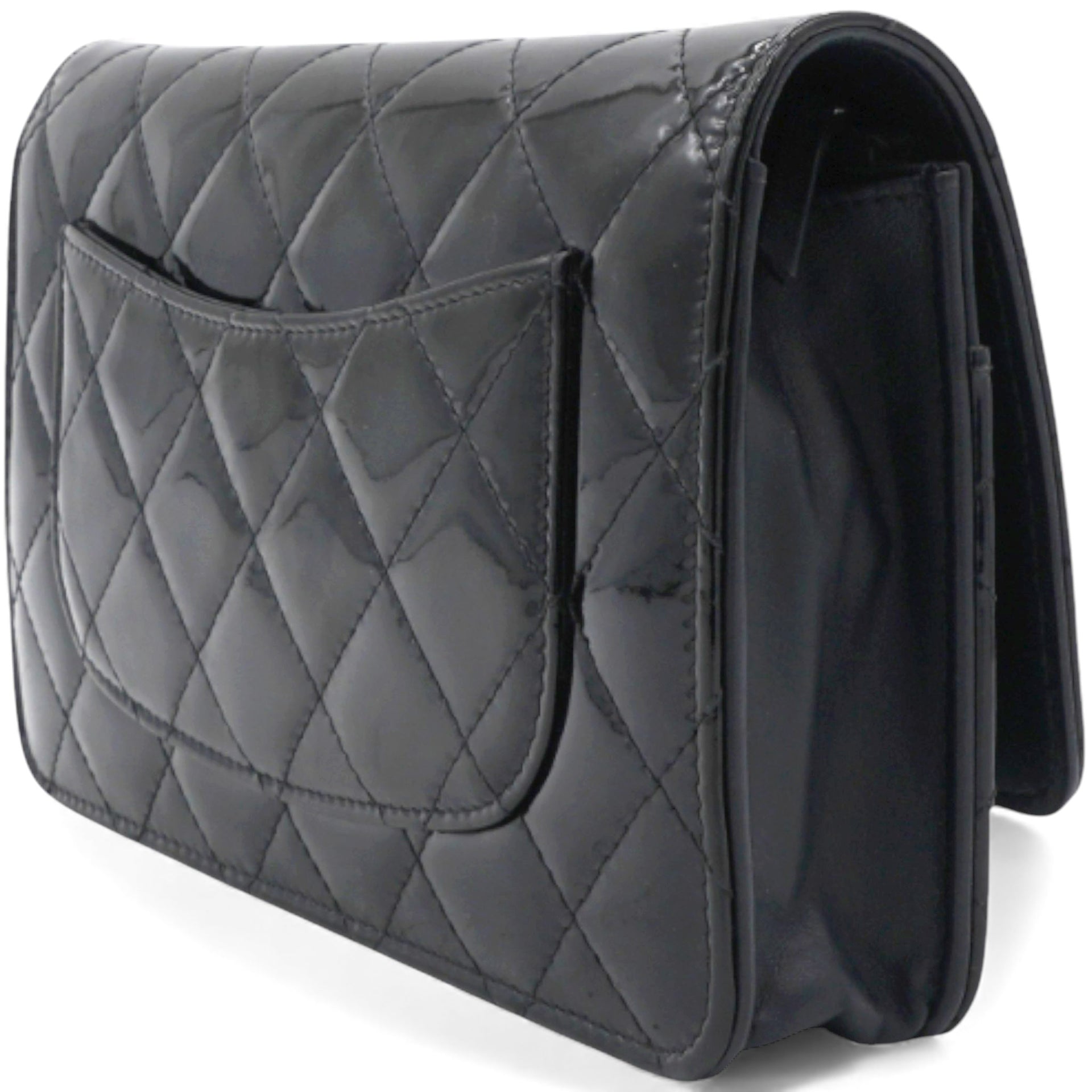 Chanel Black Quilted Patent Leather Classic WOC Clutch Bag