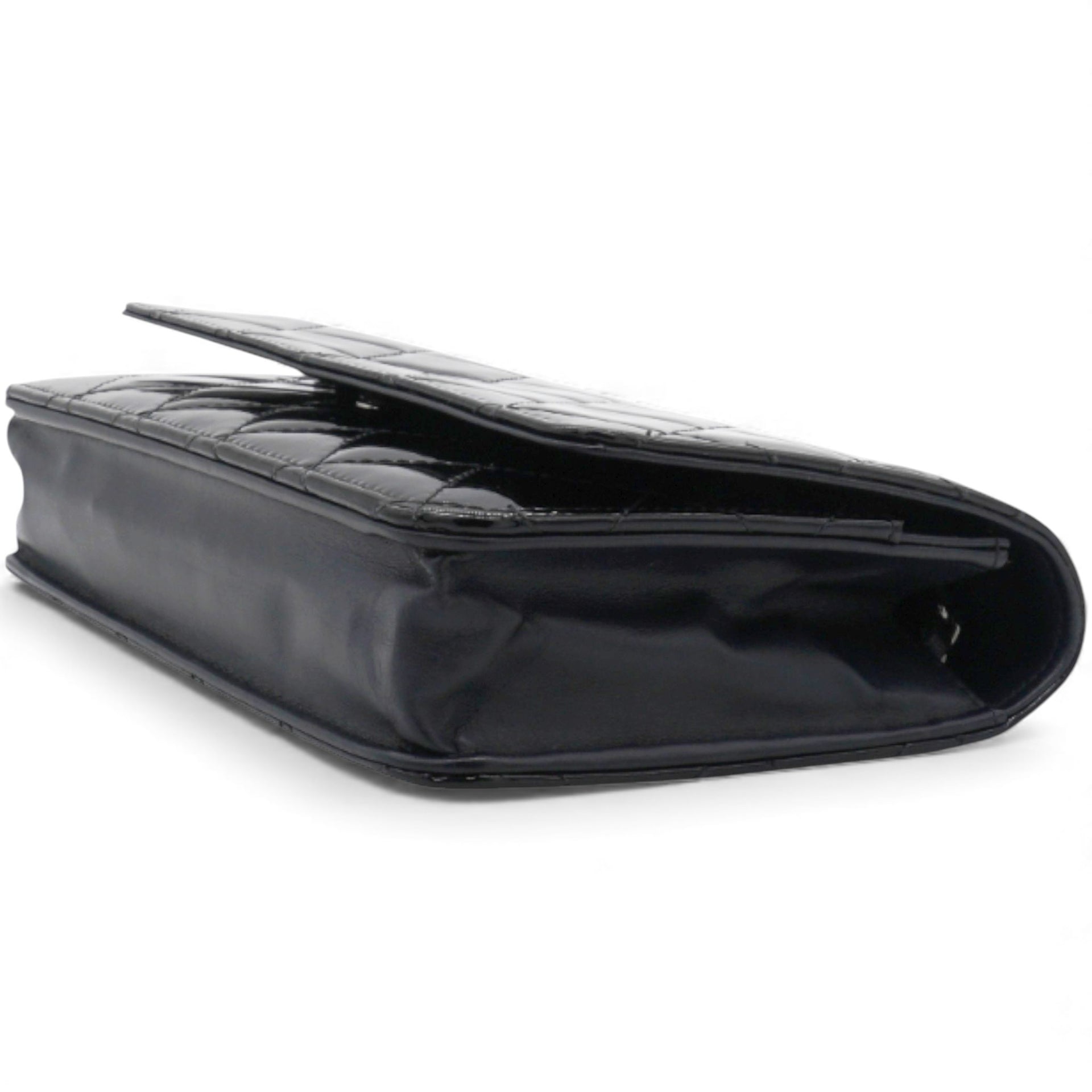 Chanel Black Quilted Patent Leather Classic WOC Clutch Bag