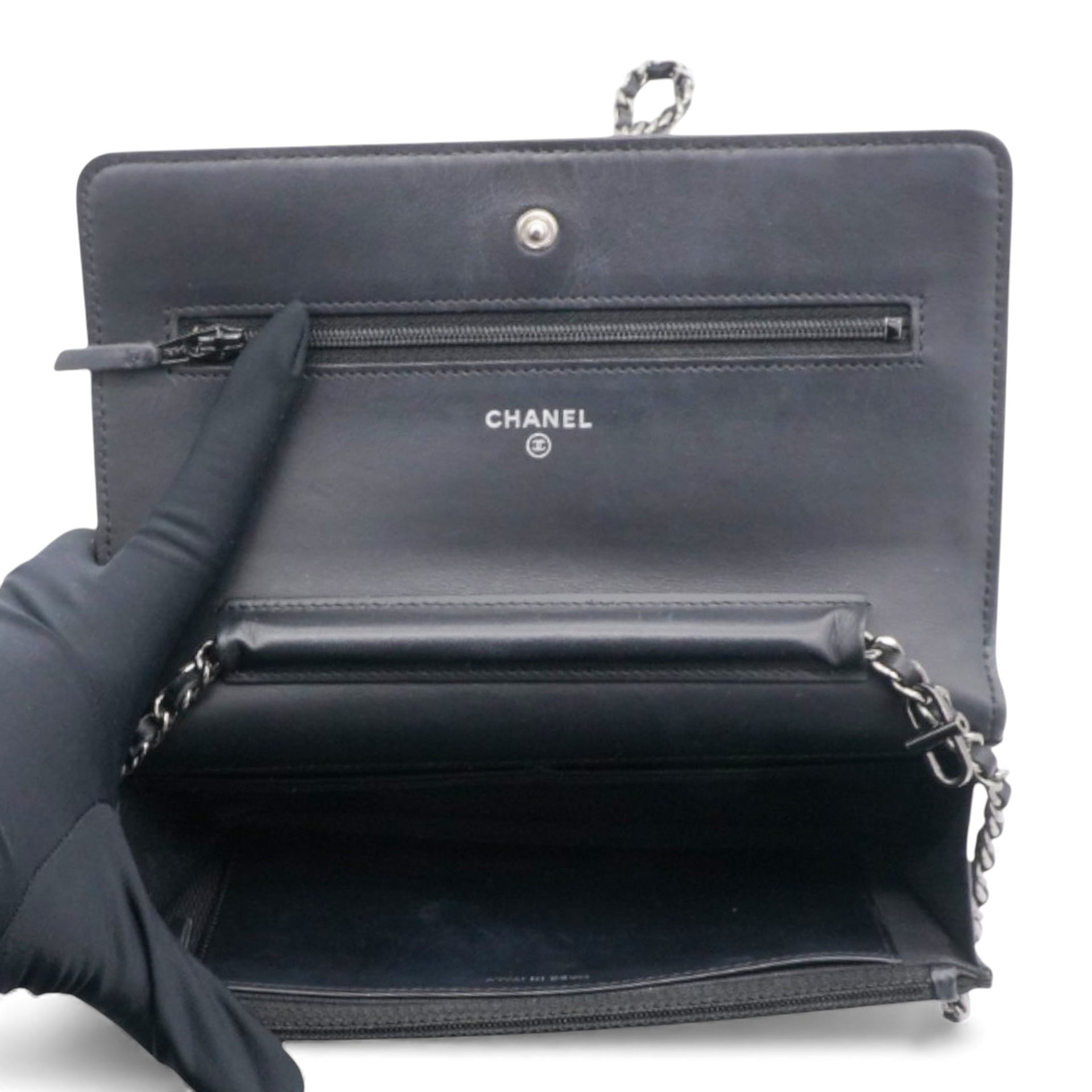 Chanel Black Quilted Patent Leather Classic WOC Clutch Bag
