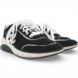 Chanel Black Suede And Tweed CC Low Top Sneakers Size37.5