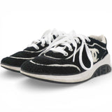 Chanel Black Suede And Tweed CC Low Top Sneakers Size37.5
