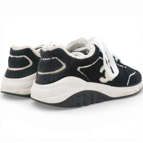 Chanel Black Suede And Tweed CC Low Top Sneakers Size37.5