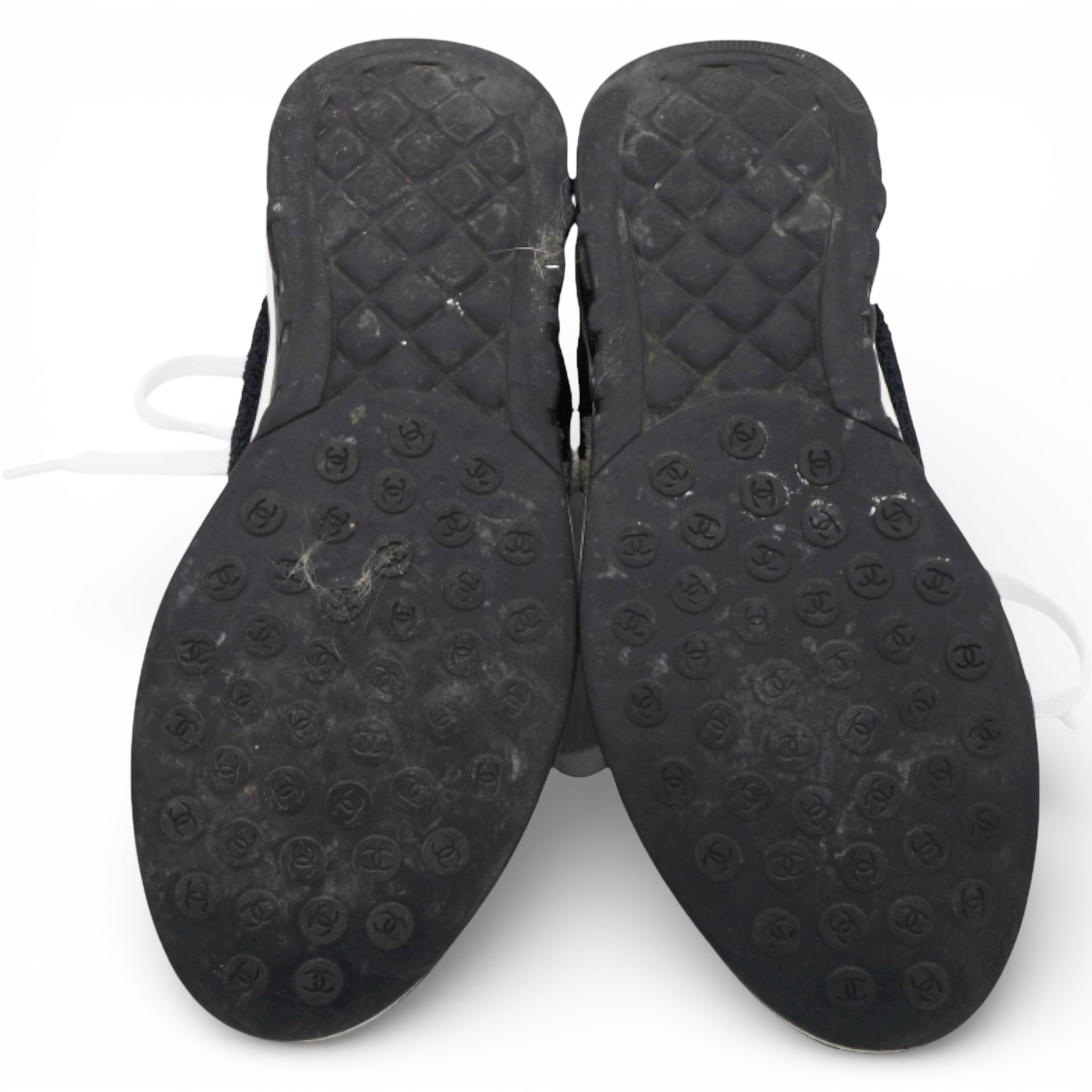 Chanel Black Suede And Tweed CC Low Top Sneakers Size37.5