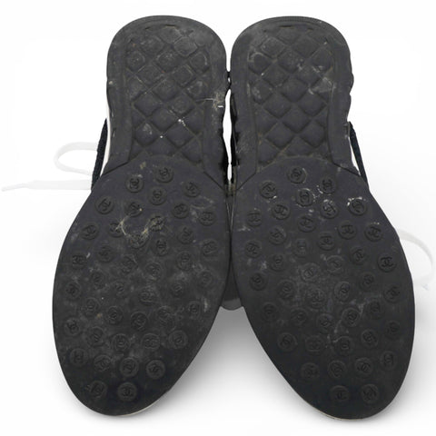 Chanel Black Suede And Tweed CC Low Top Sneakers Size37.5