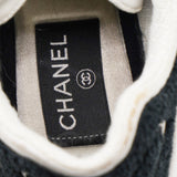 Chanel Black Suede And Tweed CC Low Top Sneakers Size37.5