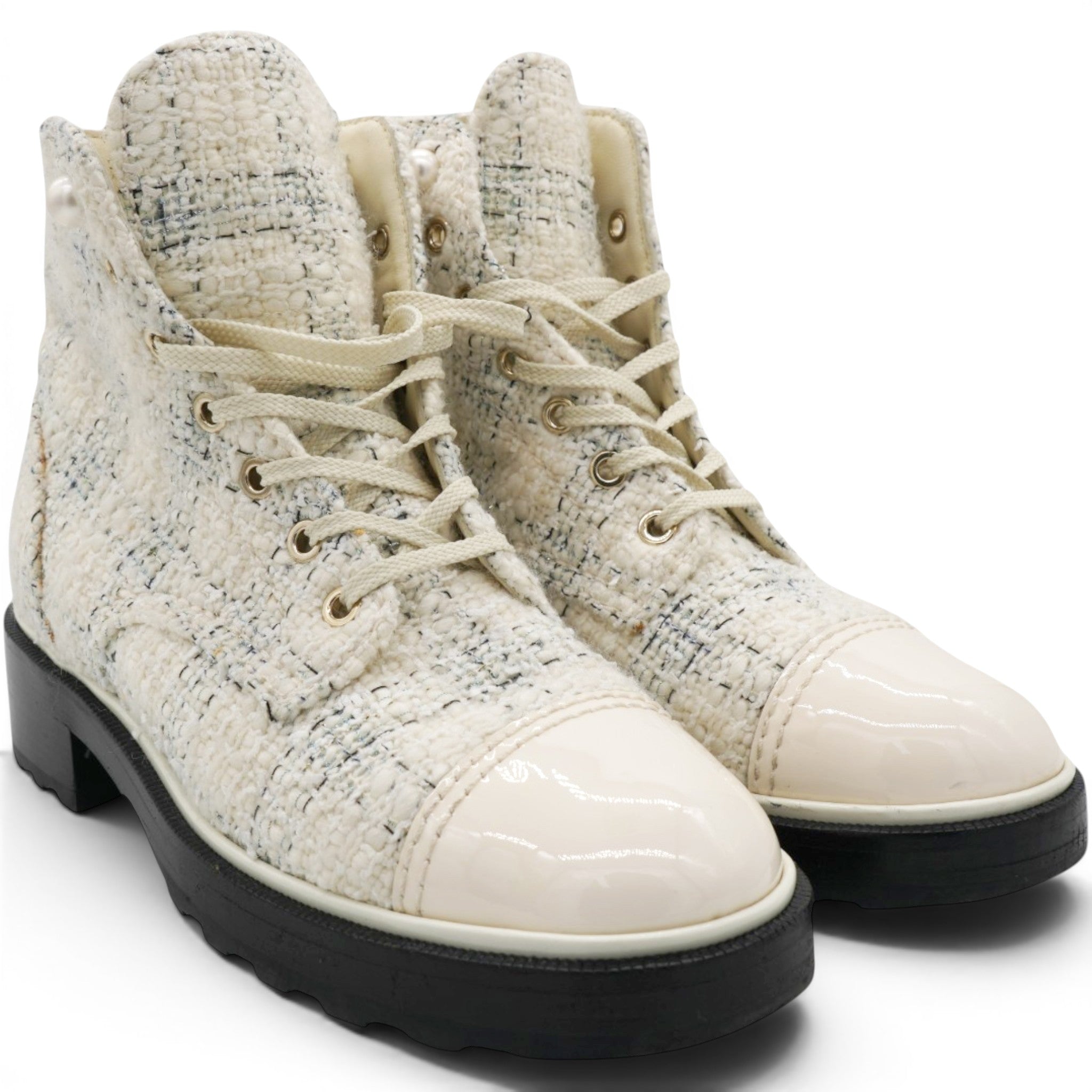 Chanel Bottines Tweed & Bout Verni Size39 