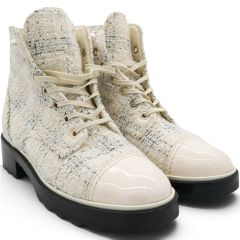 Chanel Bottines Tweed & Bout Verni Size39 