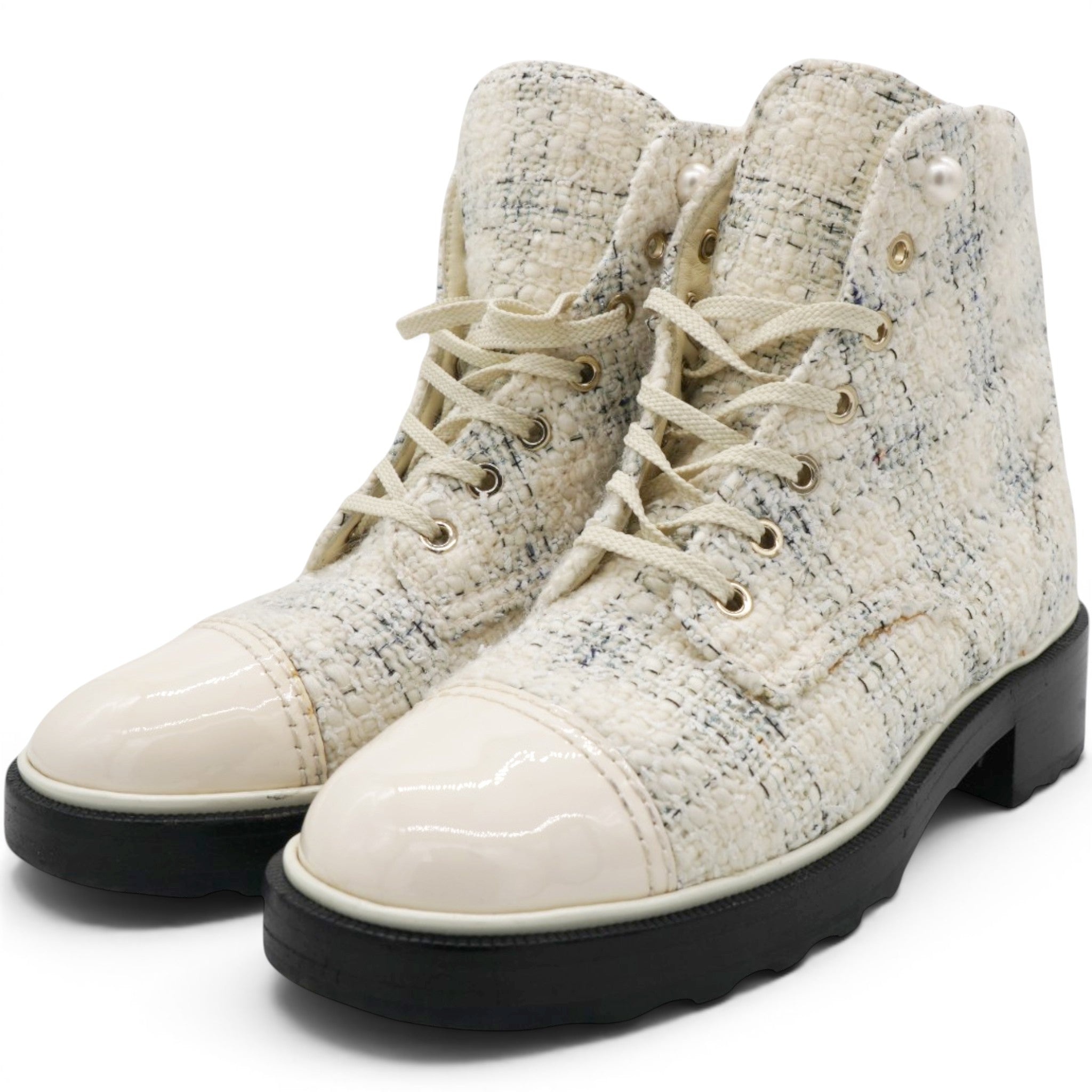 Chanel Bottines Tweed & Bout Verni Size39 