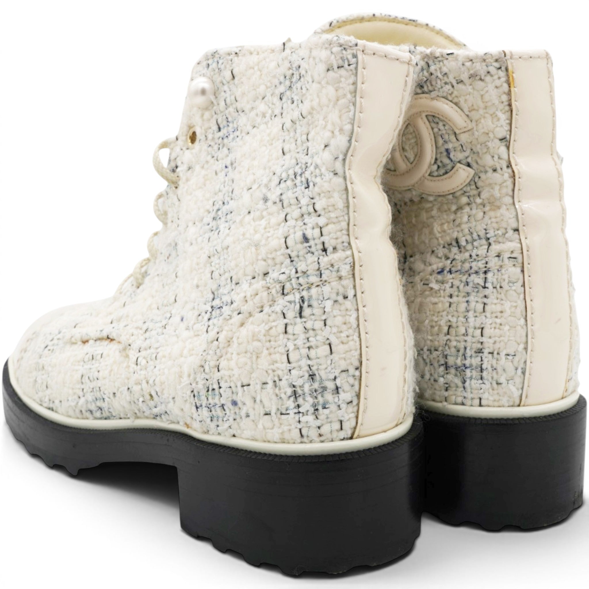 Chanel Bottines Tweed & Bout Verni Size39 