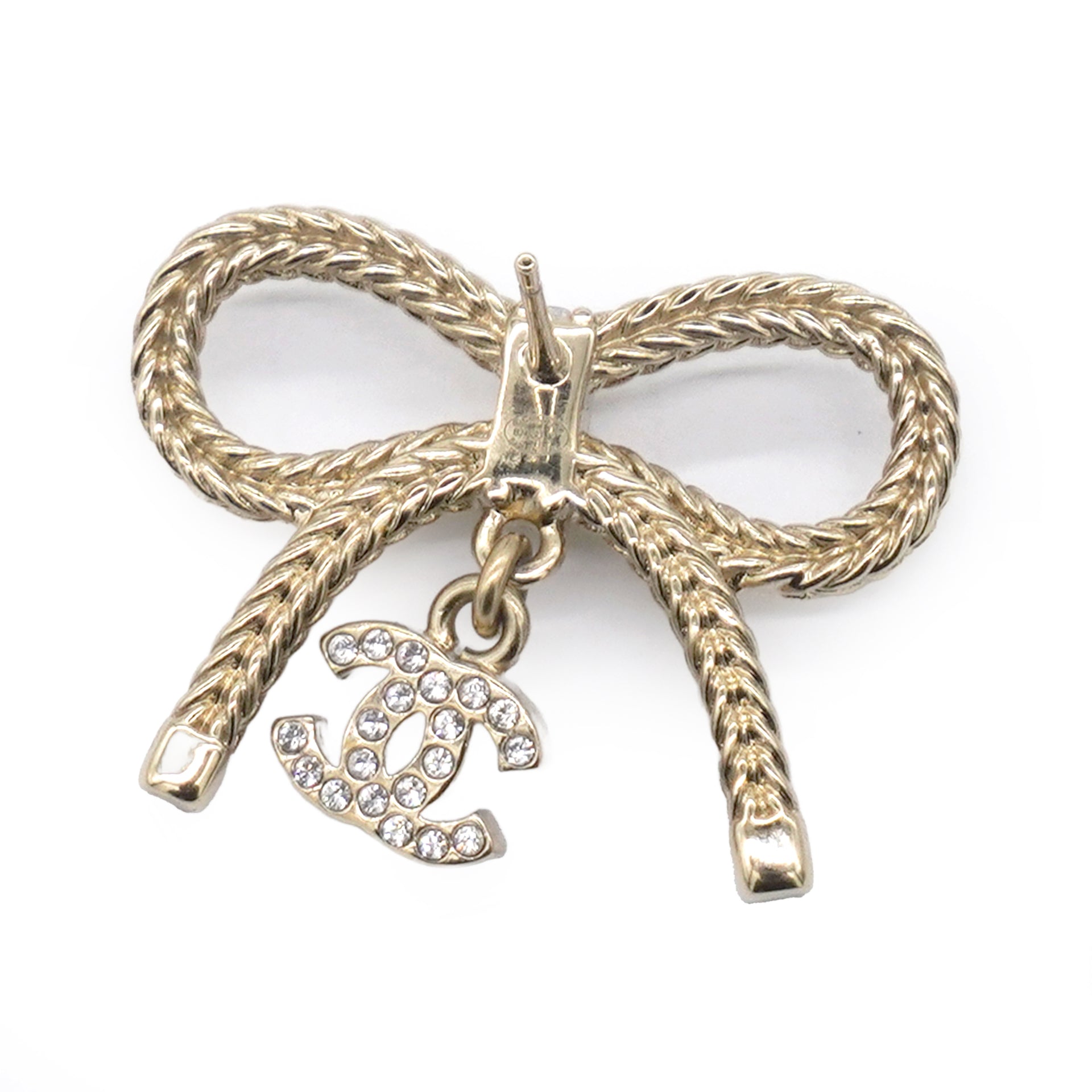 Chanel Bow Earrings With CC Logo Drop 