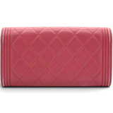 Chanel Boy Long Flap Quilted Wallet Pink 