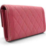 Chanel Boy Long Flap Quilted Wallet Pink 