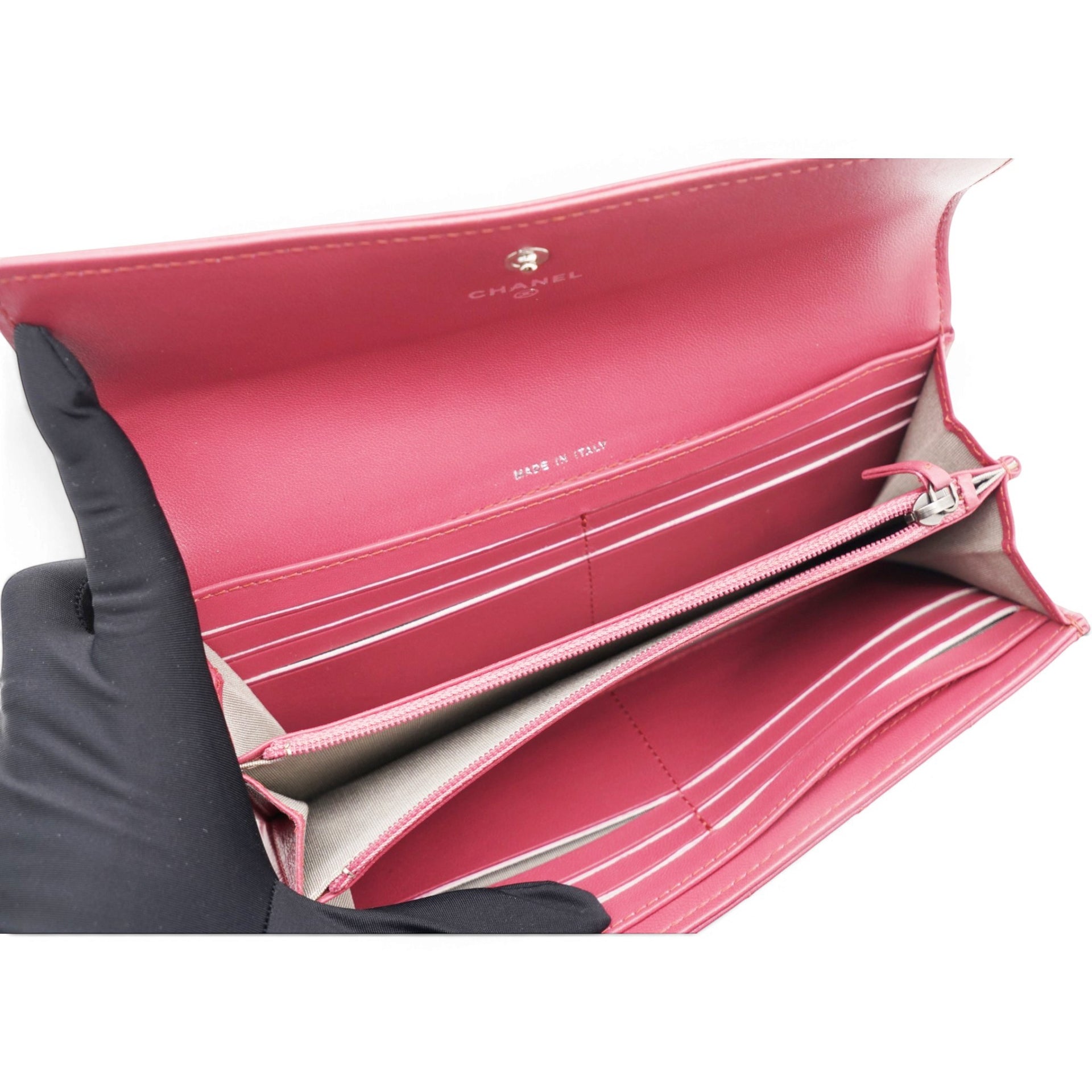 Chanel Boy Long Flap Quilted Wallet Pink 