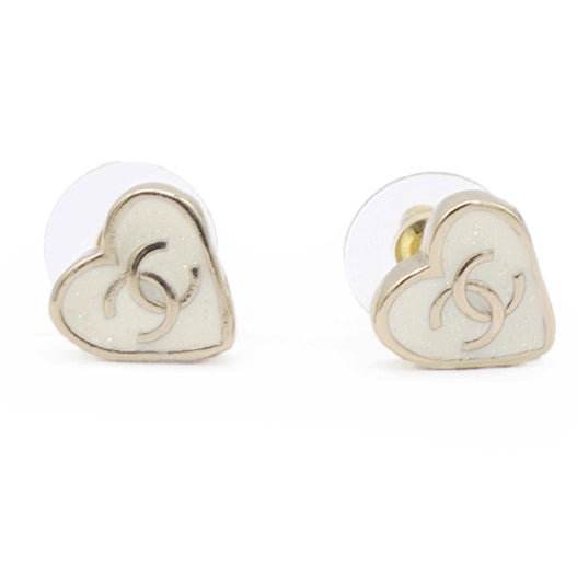 Chanel CC Heart Earrings Gold 