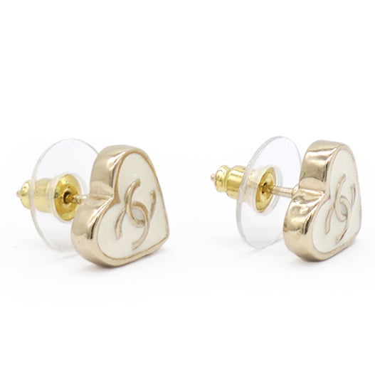 Chanel CC Heart Earrings Gold 
