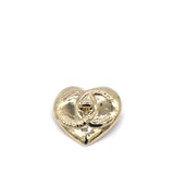 Chanel CC Heart Metal Gold Brooch
