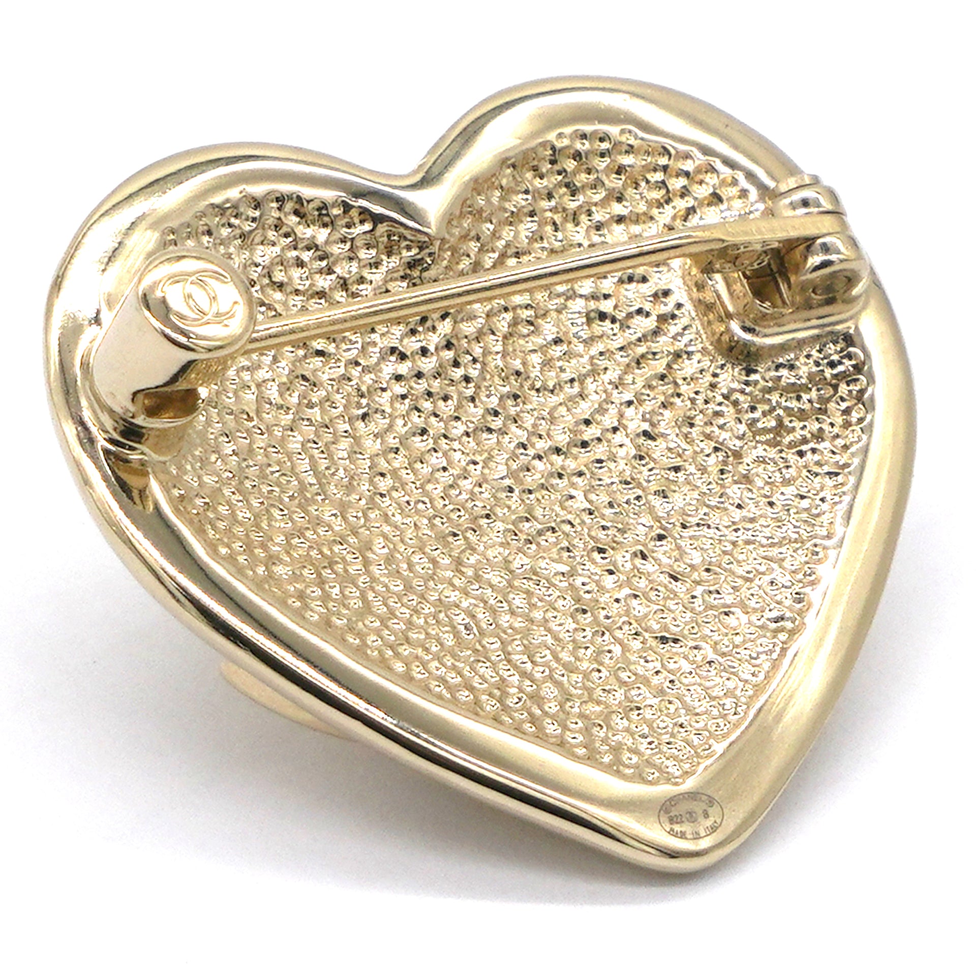 Chanel CC Heart Metal Gold Brooch