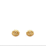 Chanel COCO Mark Shell Design Earrings Golden Metallic 