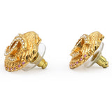 Chanel COCO Mark Shell Design Earrings Golden Metallic 
