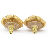 Chanel COCO Mark Shell Design Earrings Golden Metallic 
