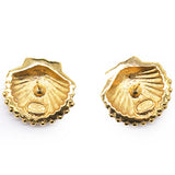 Chanel COCO Mark Shell Design Earrings Golden Metallic 