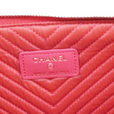 Chanel Caviar Chevron Clutch Pink 