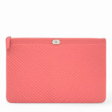 Chanel Caviar Chevron Clutch Pink 