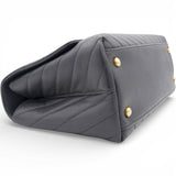 Chanel Caviar Chevron Quilted Medium Coco Handle Flap Black 