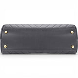 Chanel Caviar Chevron Quilted Medium Coco Handle Flap Black 