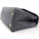 Chanel Caviar Chevron Quilted Medium Coco Handle Flap Black 