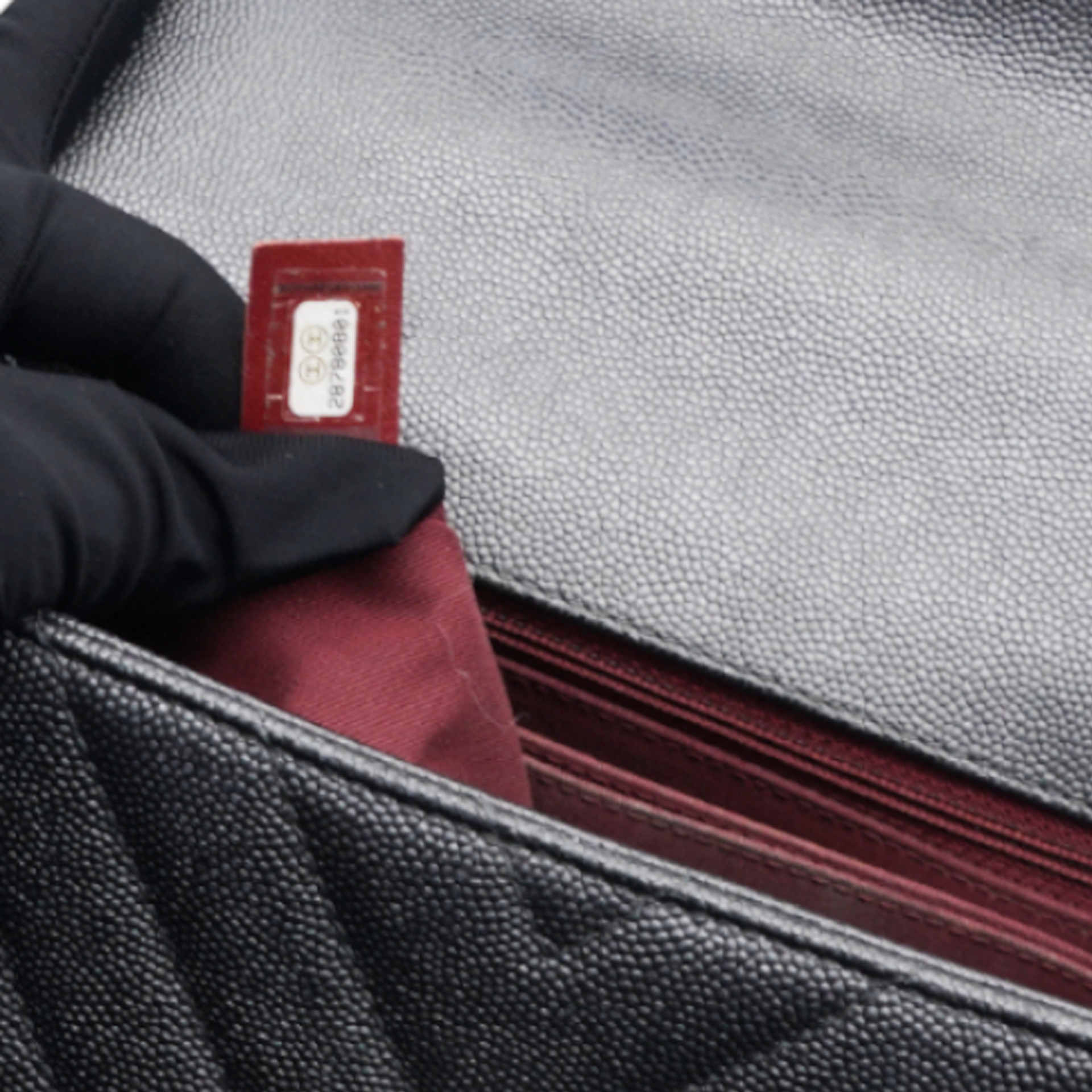  Chanel Caviar Chevron Quilted Small Coco Handle Flap Dark Grey 