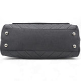  Chanel Caviar Chevron Quilted Small Coco Handle Flap Dark Grey 