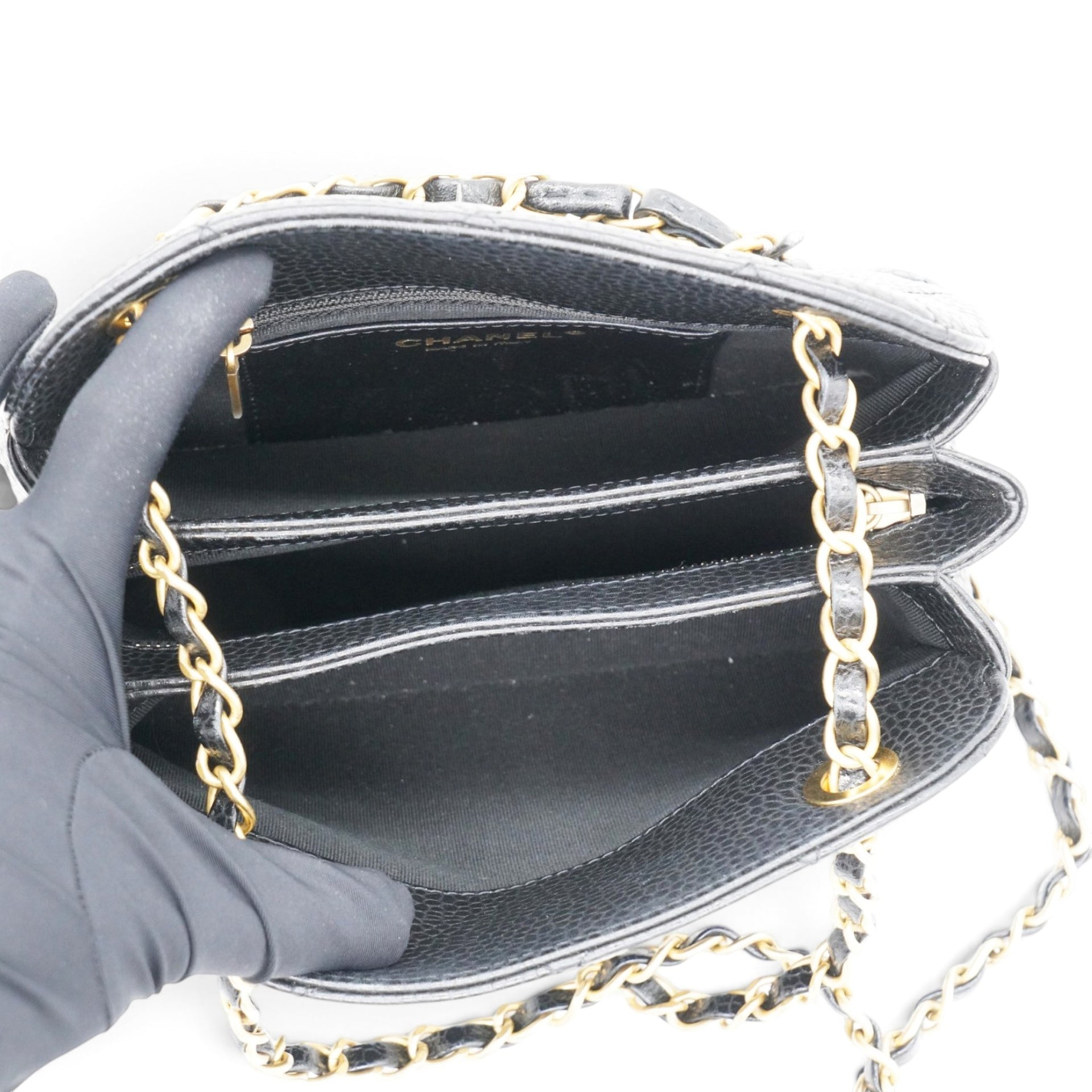 Chanel Caviar Mini Boston Bag Black 